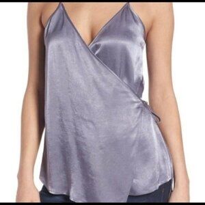 Leith Purple Satin Wrap Top - Satin Shirt - Going Out Tops for Women  Summer Top